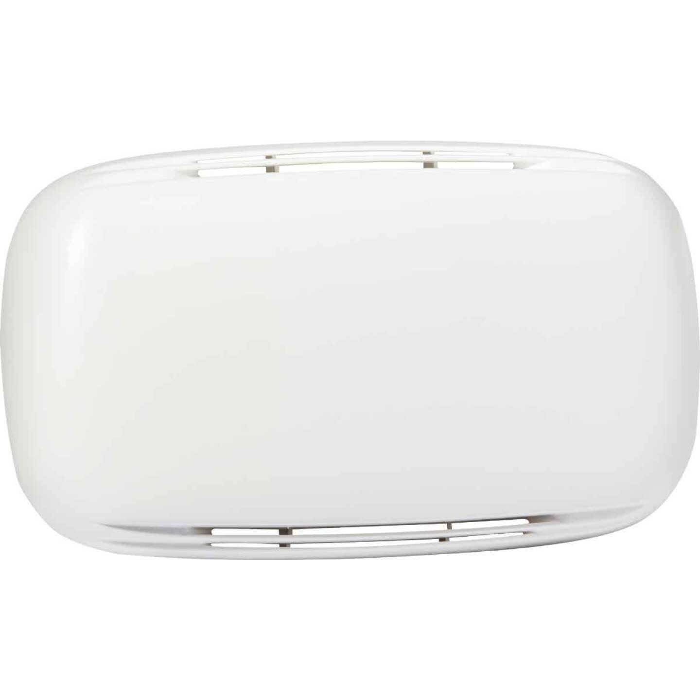 White round wired doorbell chime with vents for sound, designed for home improvement and easy installation