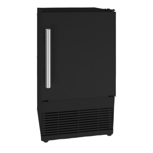 black undercounter ice maker with reversible stainless steel handle for kitchen and appliance use