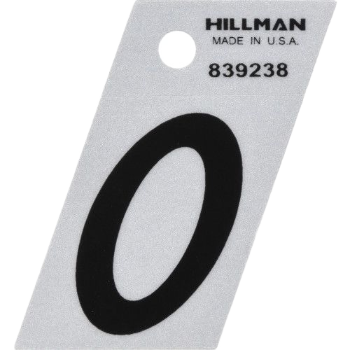 Black adhesive house number 0 with silver background for outdoor use in home improvement hardware collections under $50