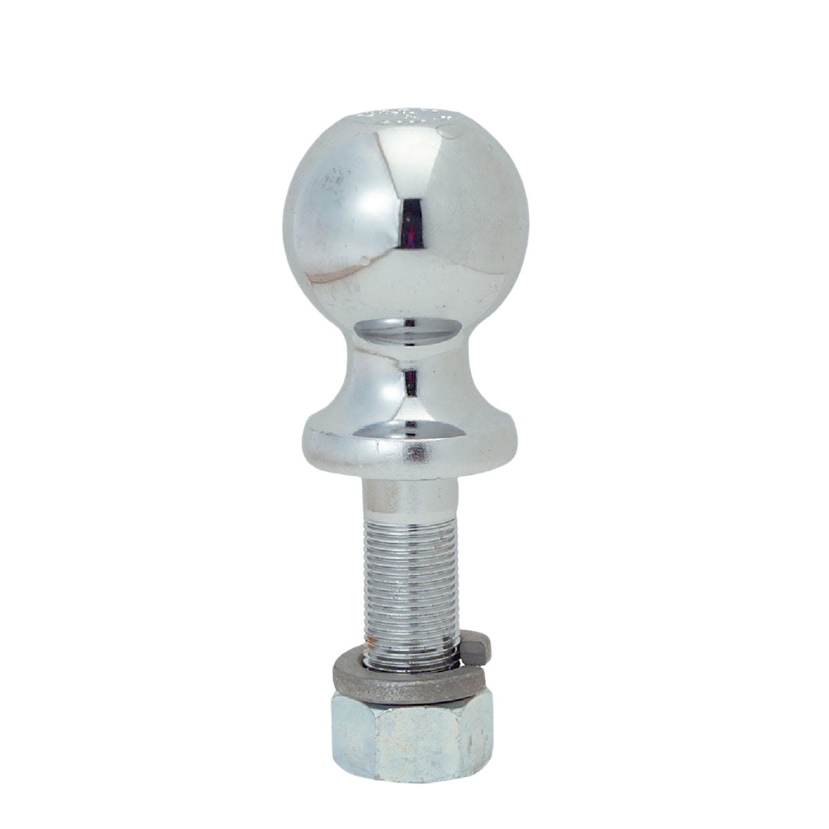 Chrome-finished solid steel trailer hitch ball with threaded shank for towing equipment and automotive accessories