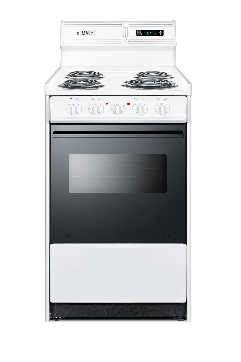 Compact white electric coil cooktop range with digital clock in Appliance and Kitchenware collections