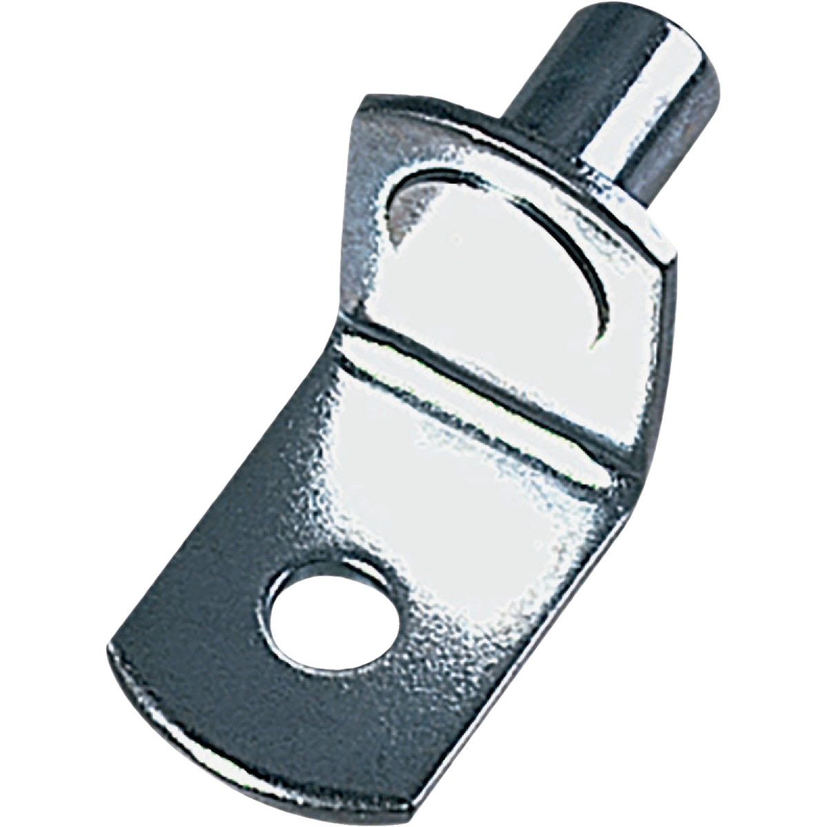 Steel shelf support bracket with pin and mounting hole for wood cabinets and shelving organization under $50 collections