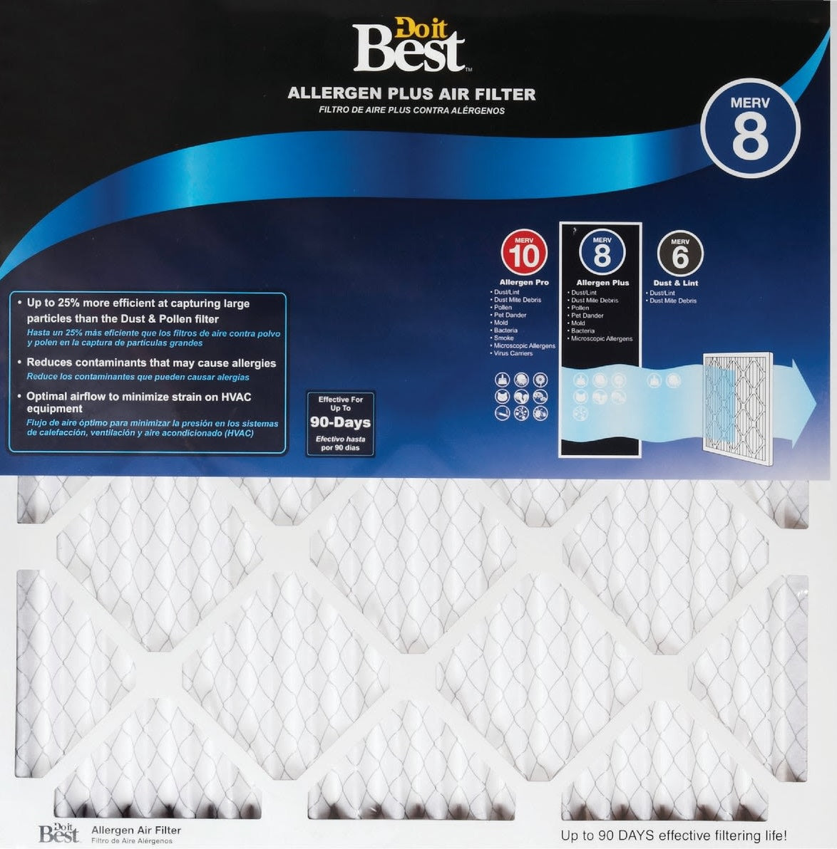 Do it Best MERV 8 rated allergen air filter for improved HVAC air quality under $50 collection