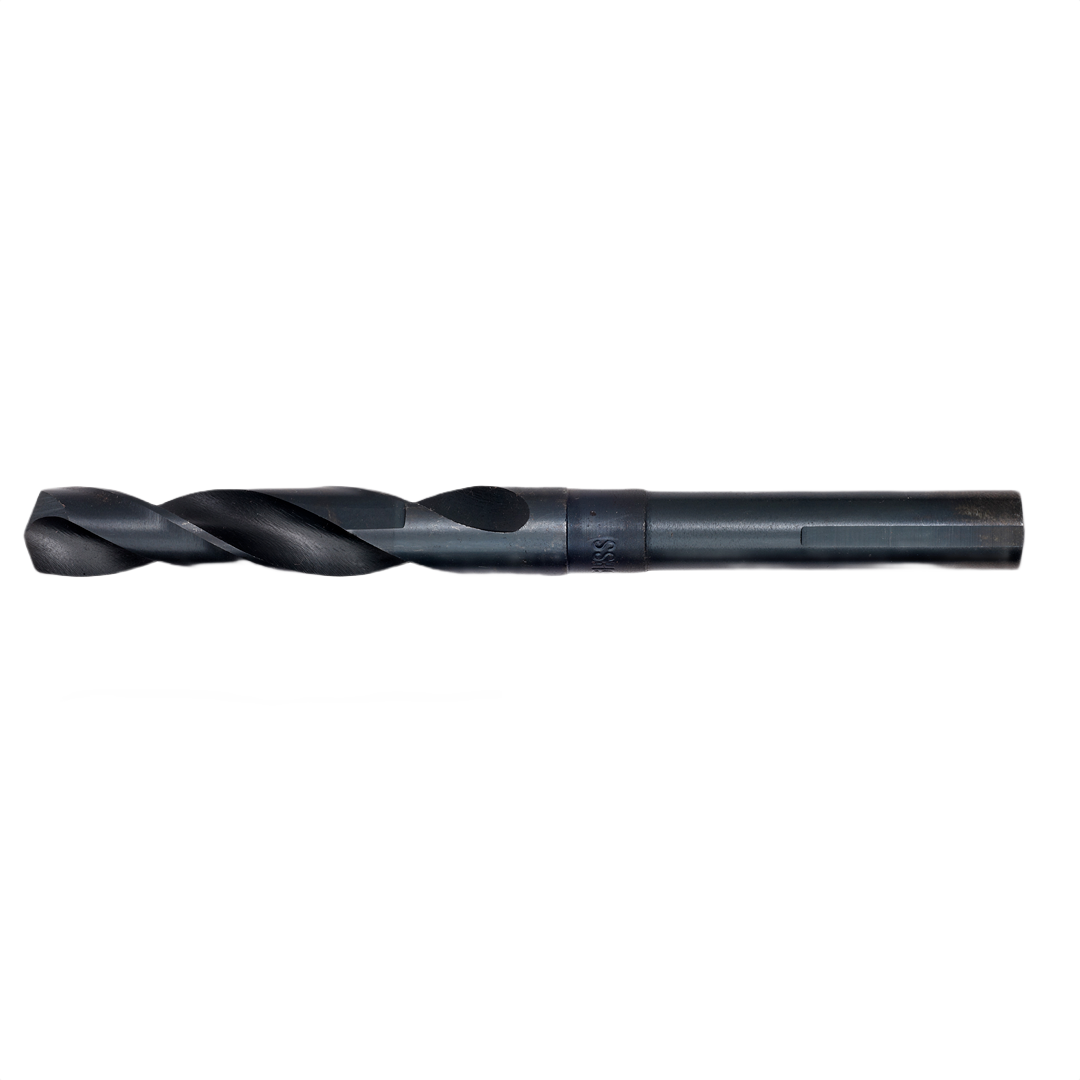 Black oxide coated 9/16 inch drill bit with parabolic flute design for efficient chip removal in power tool accessories collections