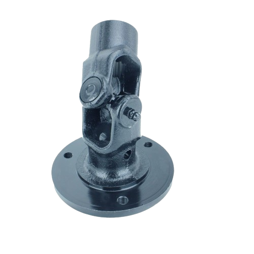 Black metal drive plate component with mounting holes designed for agricultural and home improvement machinery use