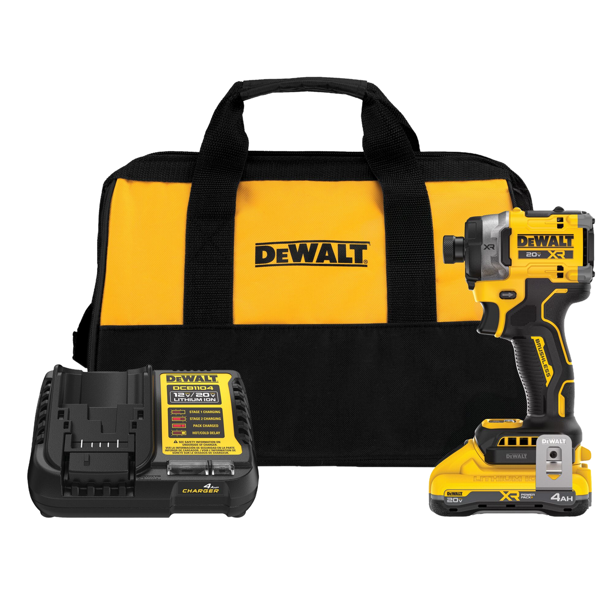 DEWALT 20V MAX* XR® Brushless Cordless 3-Speed High Torque 1/4" Impact Driver Kit w/XR POWERPACK™