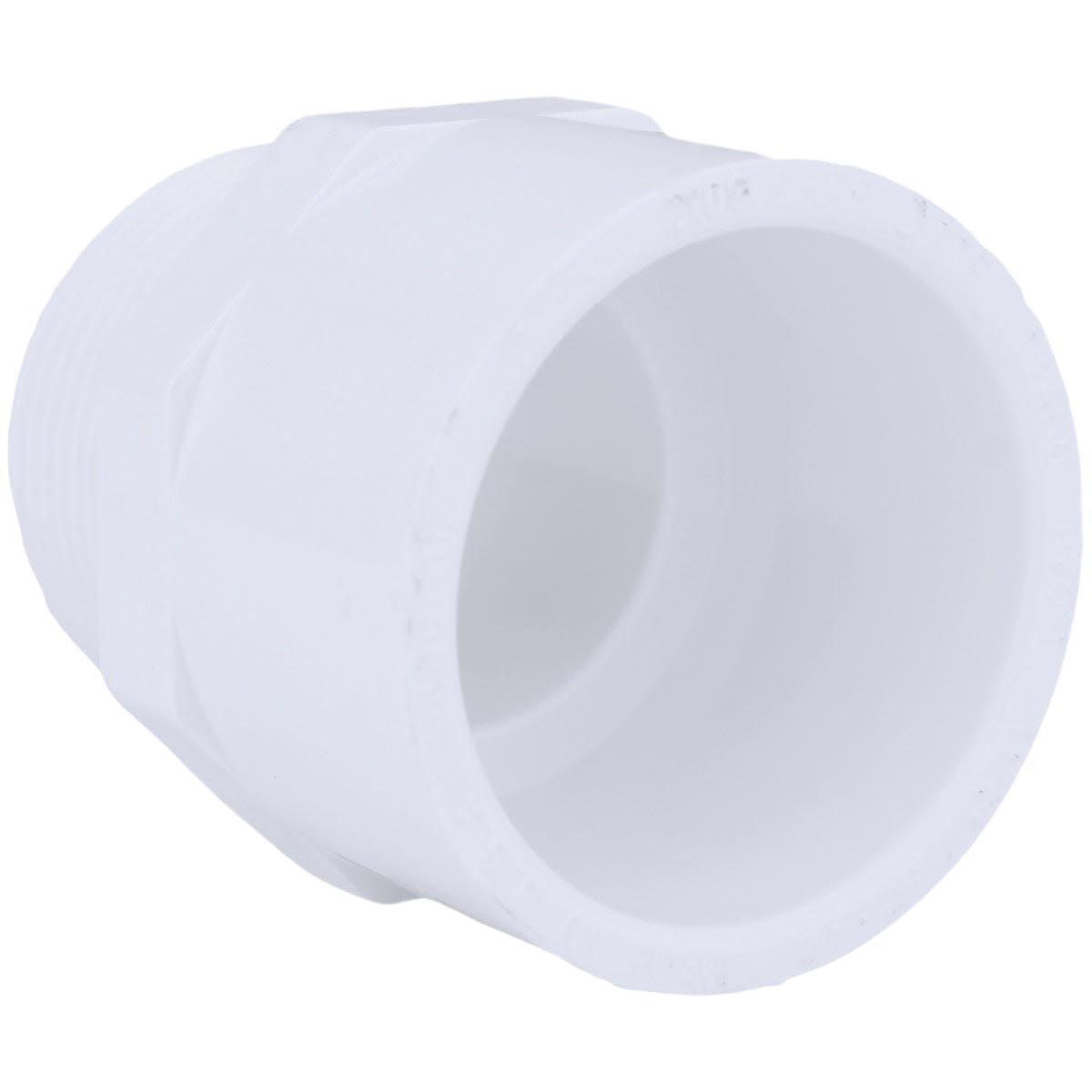 White PVC reducing adapter with male threaded end for plumbing in Pipes & Fittings and Under $50 collections