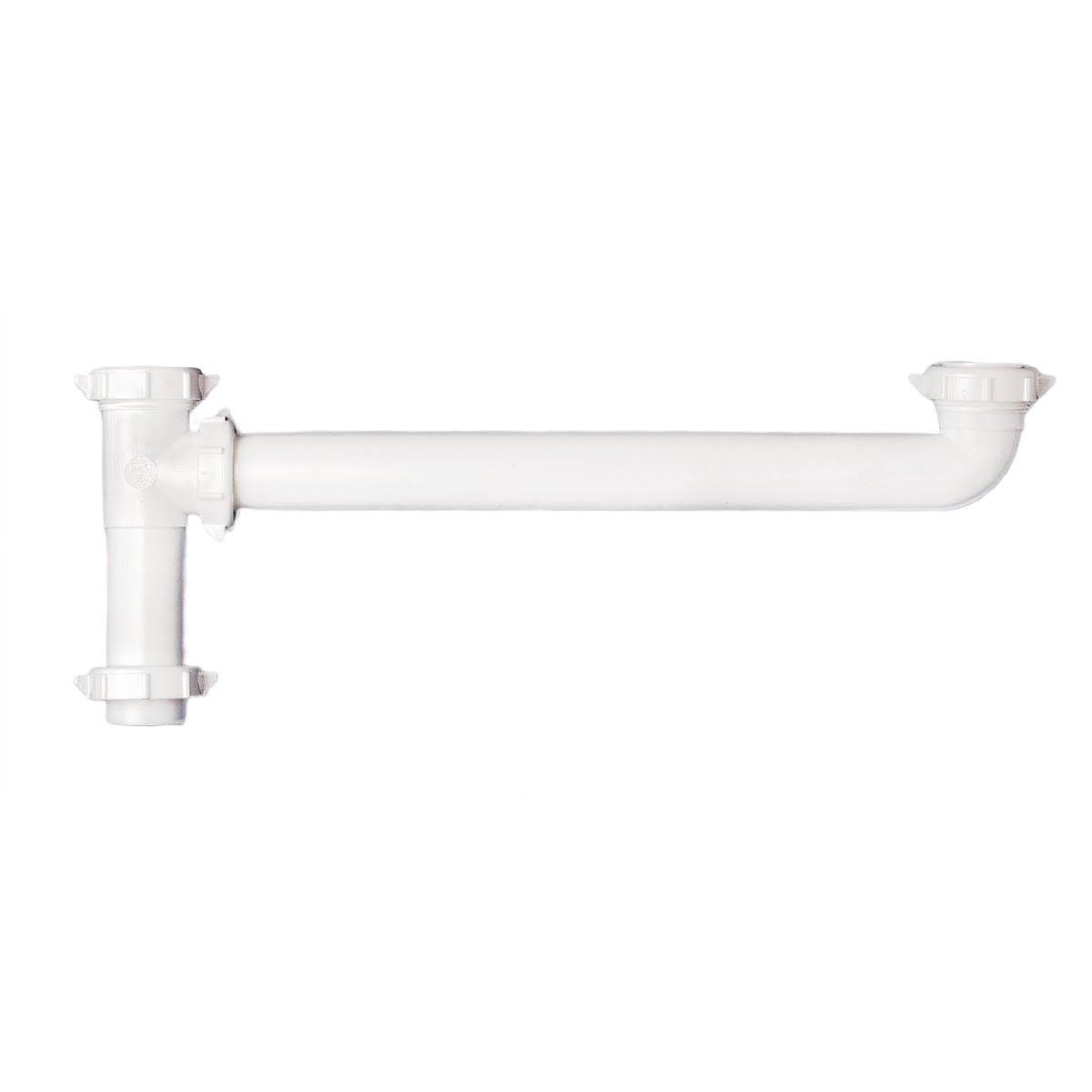 White plastic plumbing pipe with slip-joint connectors for drain repair and plumbing accessory projects