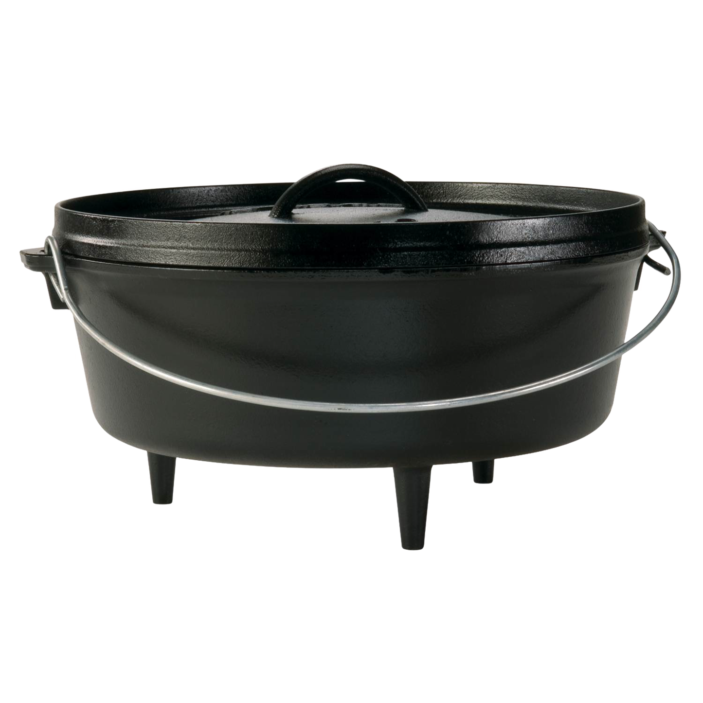Pre-seasoned cast iron camp Dutch oven with built-in legs and lid, ideal for outdoor cooking in kitchenware collection