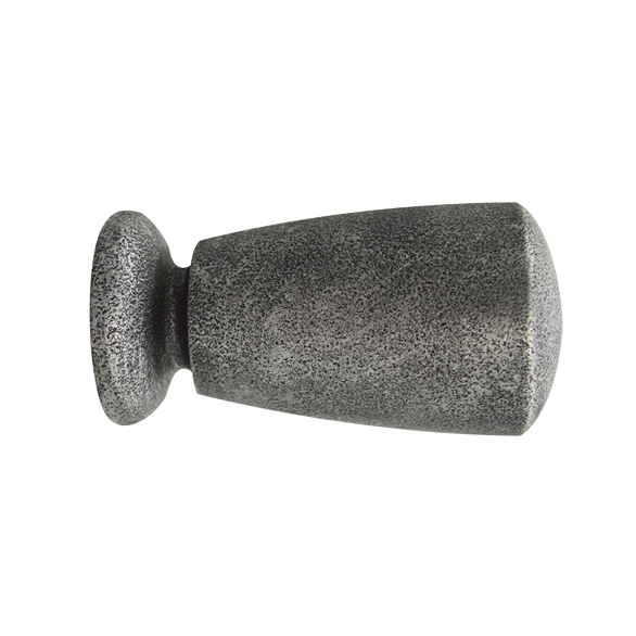 Antique silver-finished curtain rod finial with textured surface for window treatments and home improvement use