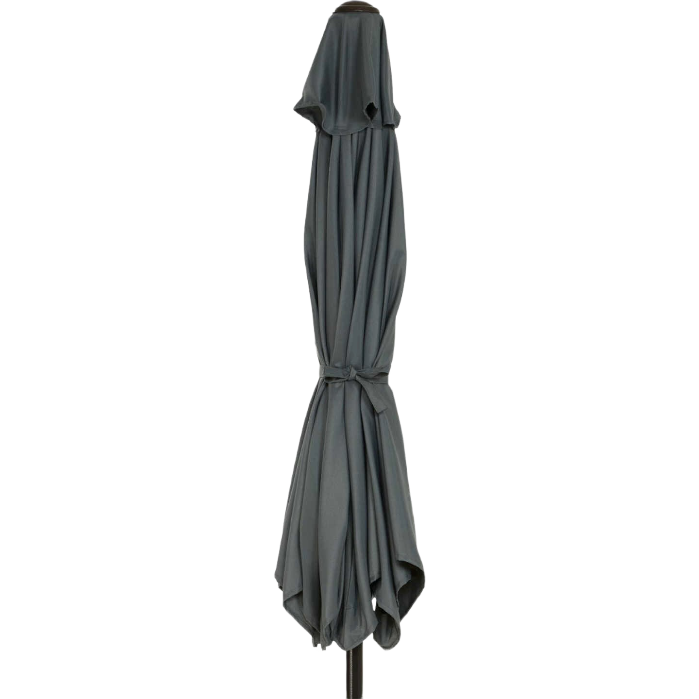 Gray aluminum patio umbrella with tilt and crank features for lawn and garden outdoor living under $100