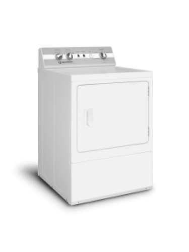 White freestanding electric dryer with front door and mechanical knob controls in Dryers and Appliances collection