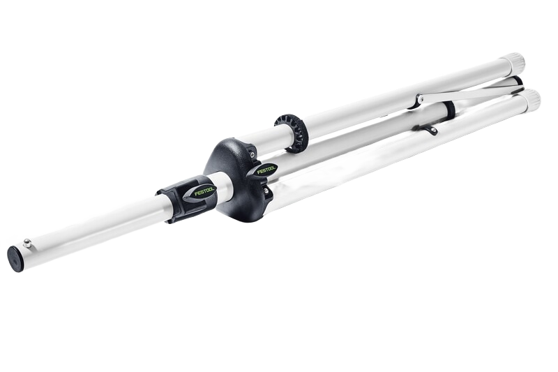 Folded aluminum tripod stand with locking pin mechanism for stable setup in power tool accessories and home improvement collections
