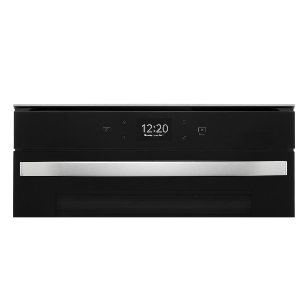 Black 24 inch double wall oven with digital clock display and stainless steel handle from Double Wall Ovens collection