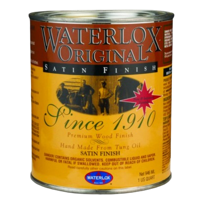 Quart can of Waterlox Original satin finish wood sealer for wood finishing and home improvement projects