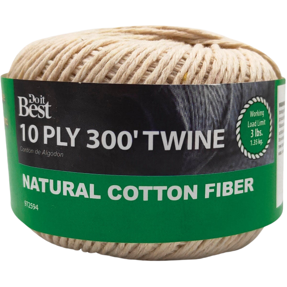 Natural cotton fiber twine roll with 10-ply strength and 300 feet length for home and parcel use