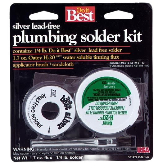 Do it Best silver plumbing solder kit with lead-free solder, water-soluble flux, and applicator brush for home improvement tasks