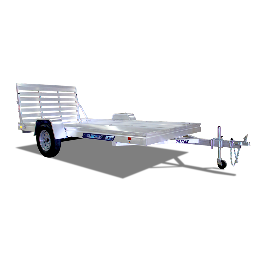 Aluminum utility trailer with single axle and rear ramp gate for hauling tools and equipment in home improvement tasks