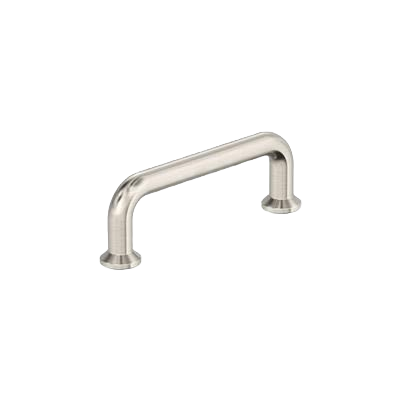 Satin nickel cabinet pull with curved design and pedestal feet in hardware and furniture accessories collection