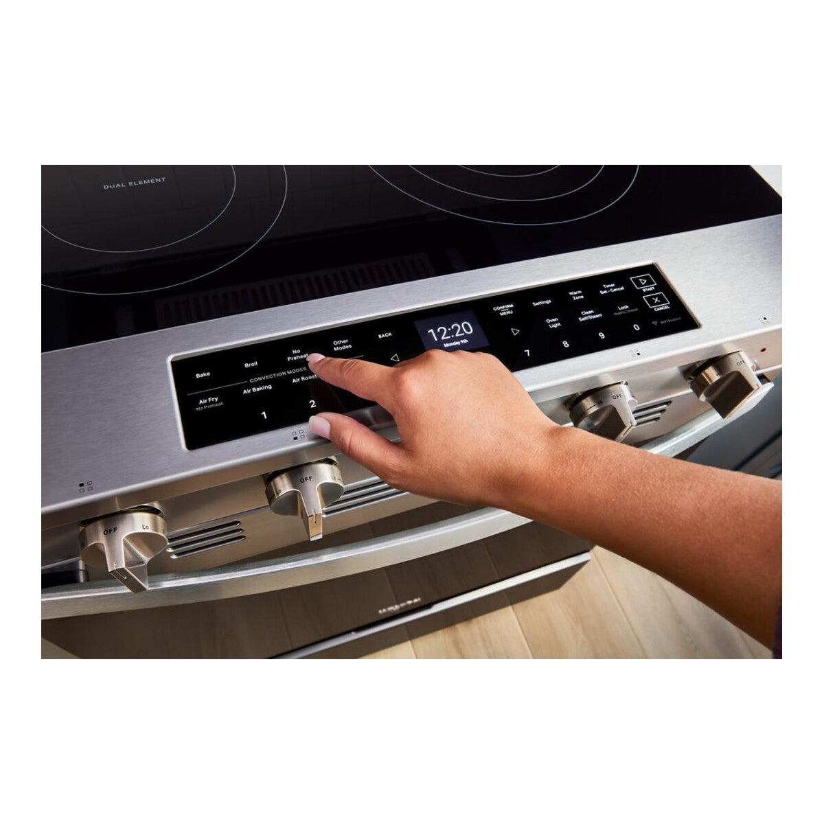 30-inch Smart Slide in Electric Range with Advanced Air Cooking Technology and WipeClean™ Coating