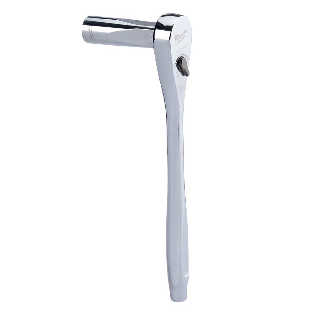 Polished chrome 1/2-inch drive ratchet tool for sockets in Milwaukee hand tools and home improvement collections