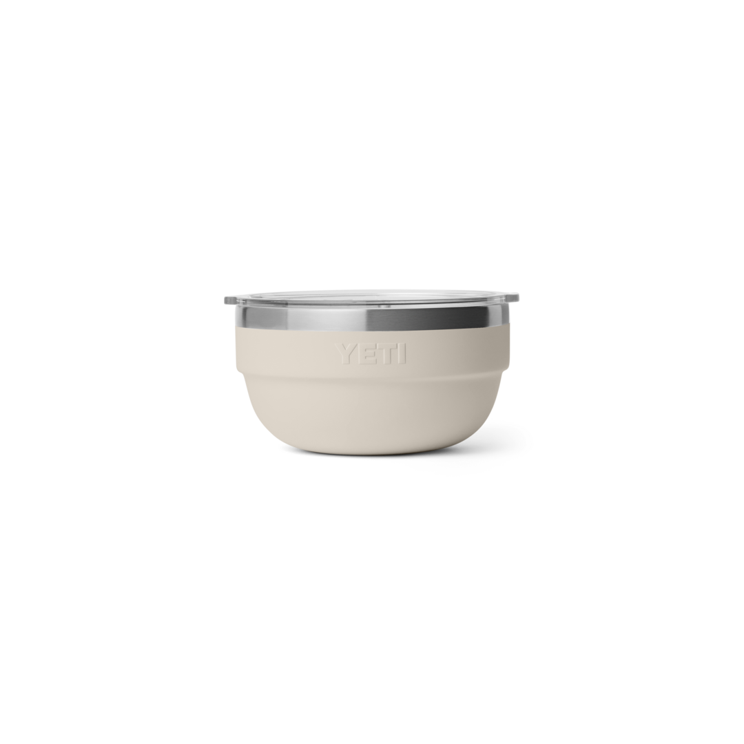 Beige insulated small bowl with clear lid featuring durable design for everyday dinnerware and kitchenware use.