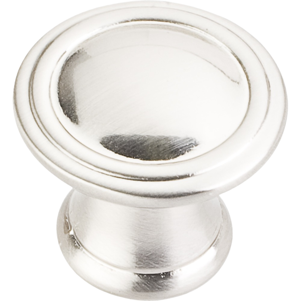 Satin nickel cabinet knob with smooth rounded design for hardware and furniture accessories in home improvement collections
