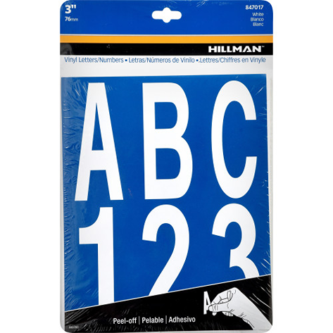 Hillman 3-inch white adhesive vinyl letters and numbers kit for home improvement in Hardware and Hillman collections