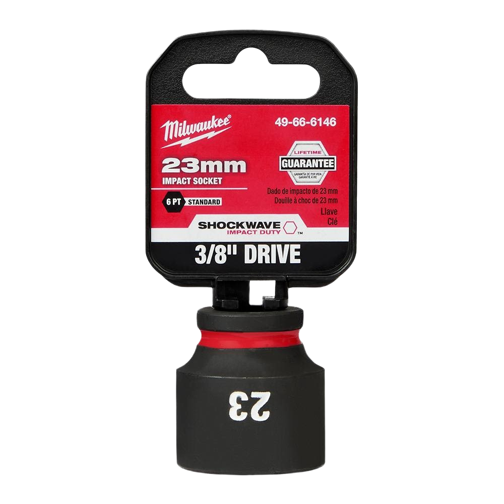 23-mm 6-point impact socket with 3/8" drive, durable forged steel construction for hand tools and home improvement tasks
