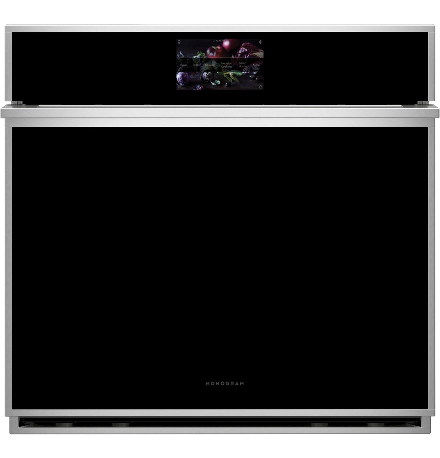 Stainless steel wall oven with minimalist black glass front and digital touchscreen in Appliances and Kitchen & Kitchenware collections
