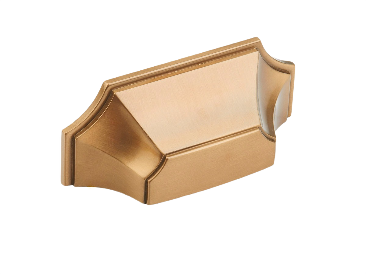 Brushed bronze cup pull with transitional design for cabinetry in Hardware and Cabinet & Furniture Hardware collections