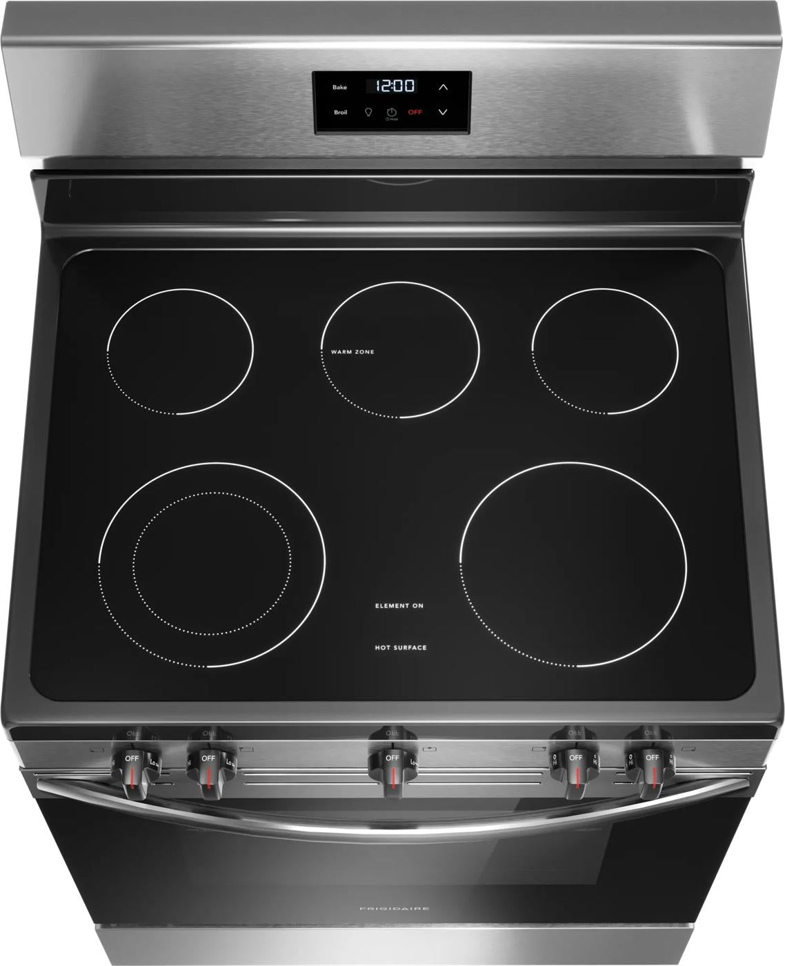 Stainless steel 30" electric range with smooth glass cooktop and digital control in Ranges & Cooktops collection