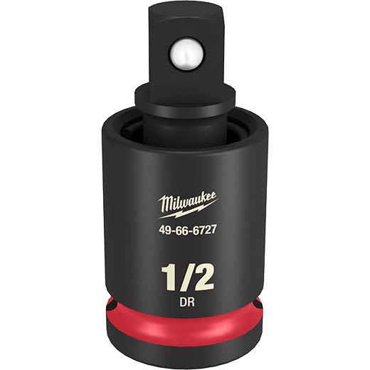 Black and red universal joint socket adapter with 1/2 inch drive for impact duty tools and home improvement use