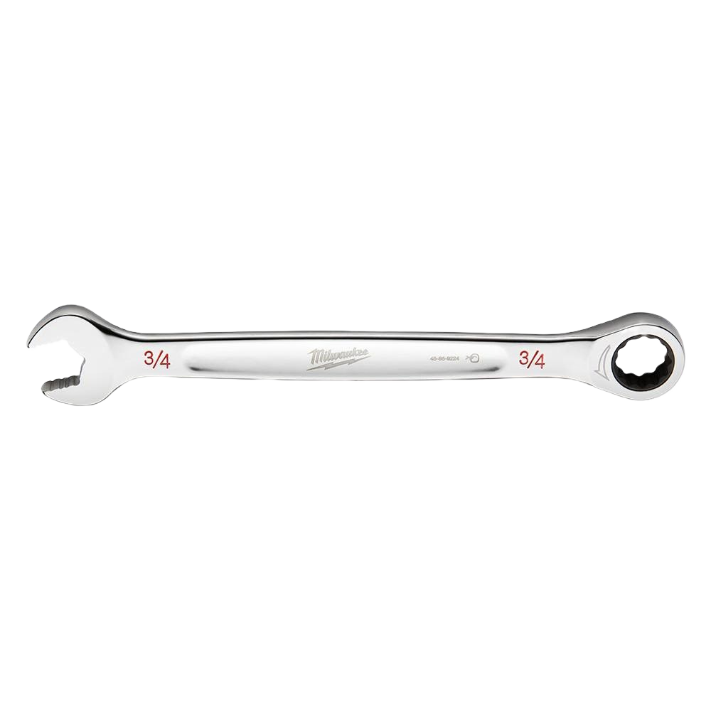 Polished ratcheting combination wrench with 3/4 inch size for home improvement and tool applications