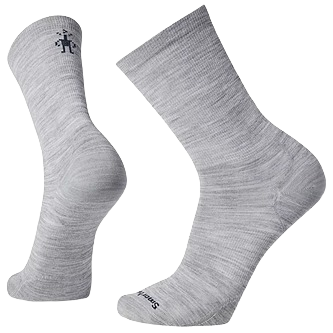 Pair of light gray merino wool blend crew socks with subtle anchor logo in socks and accessories collection