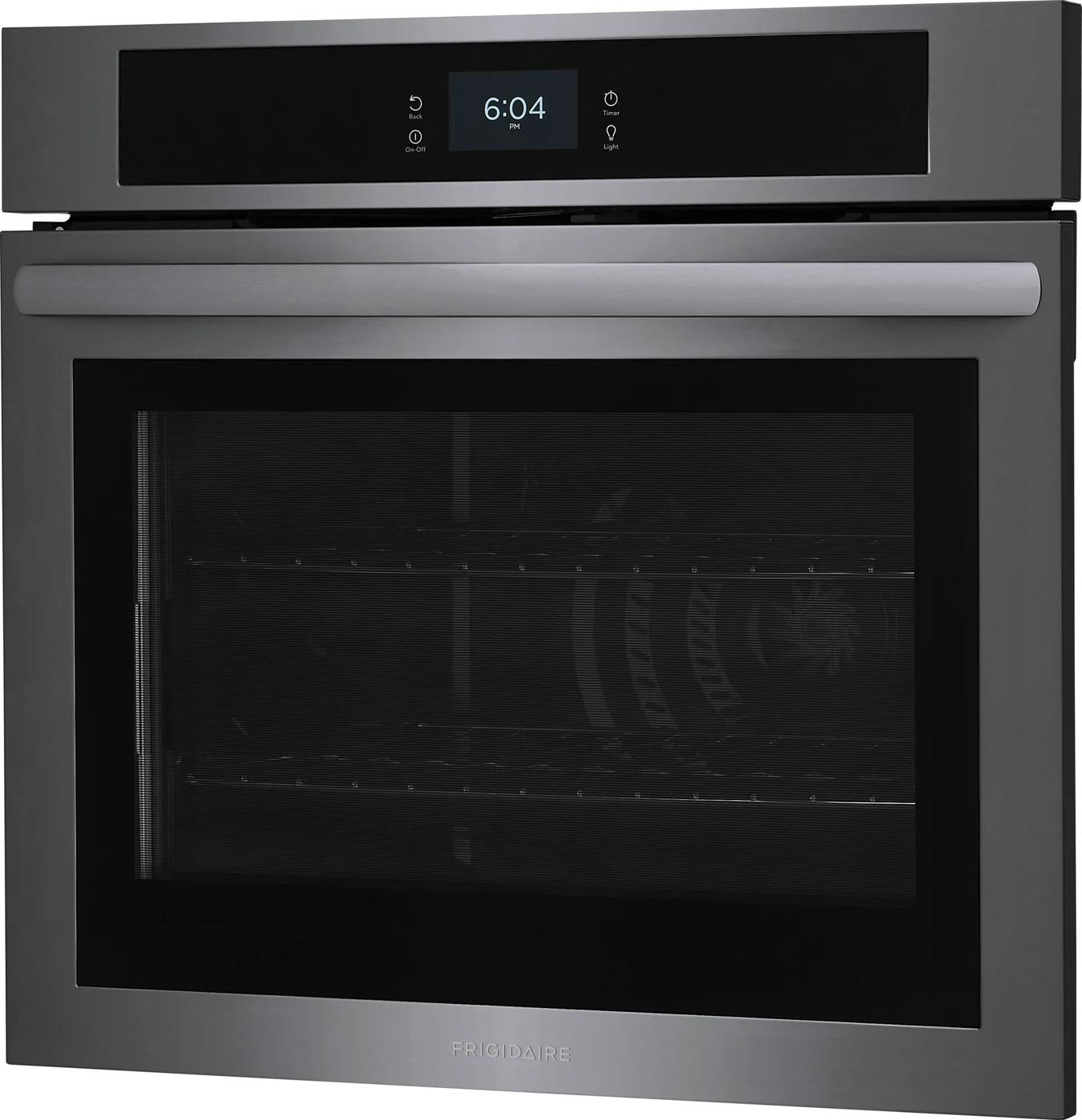 Stainless steel 30-inch single electric wall oven with digital touch control and convection fan for kitchen appliances