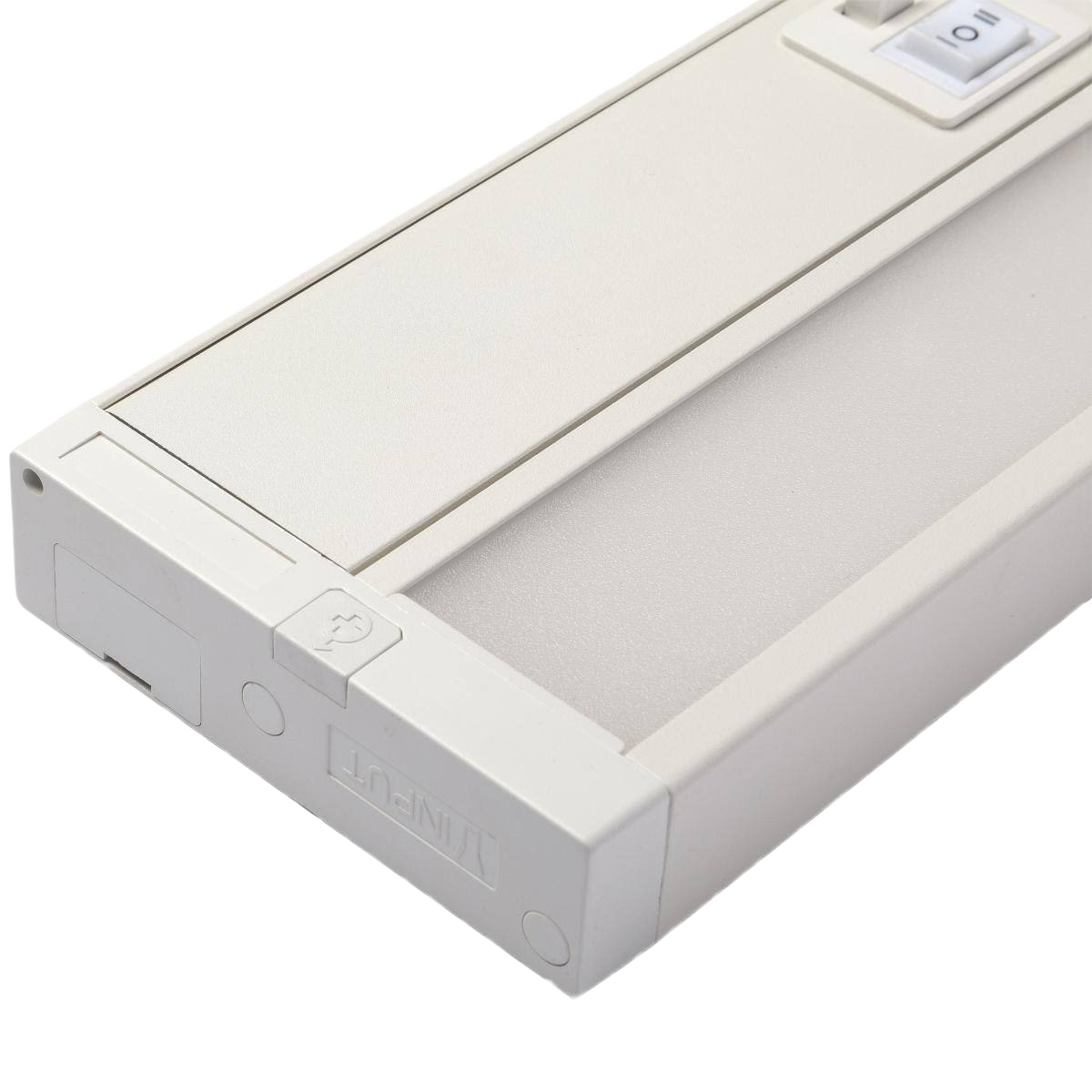 White mountable LED under cabinet light with power switch for energy-efficient home improvement and cabinet lighting solutions