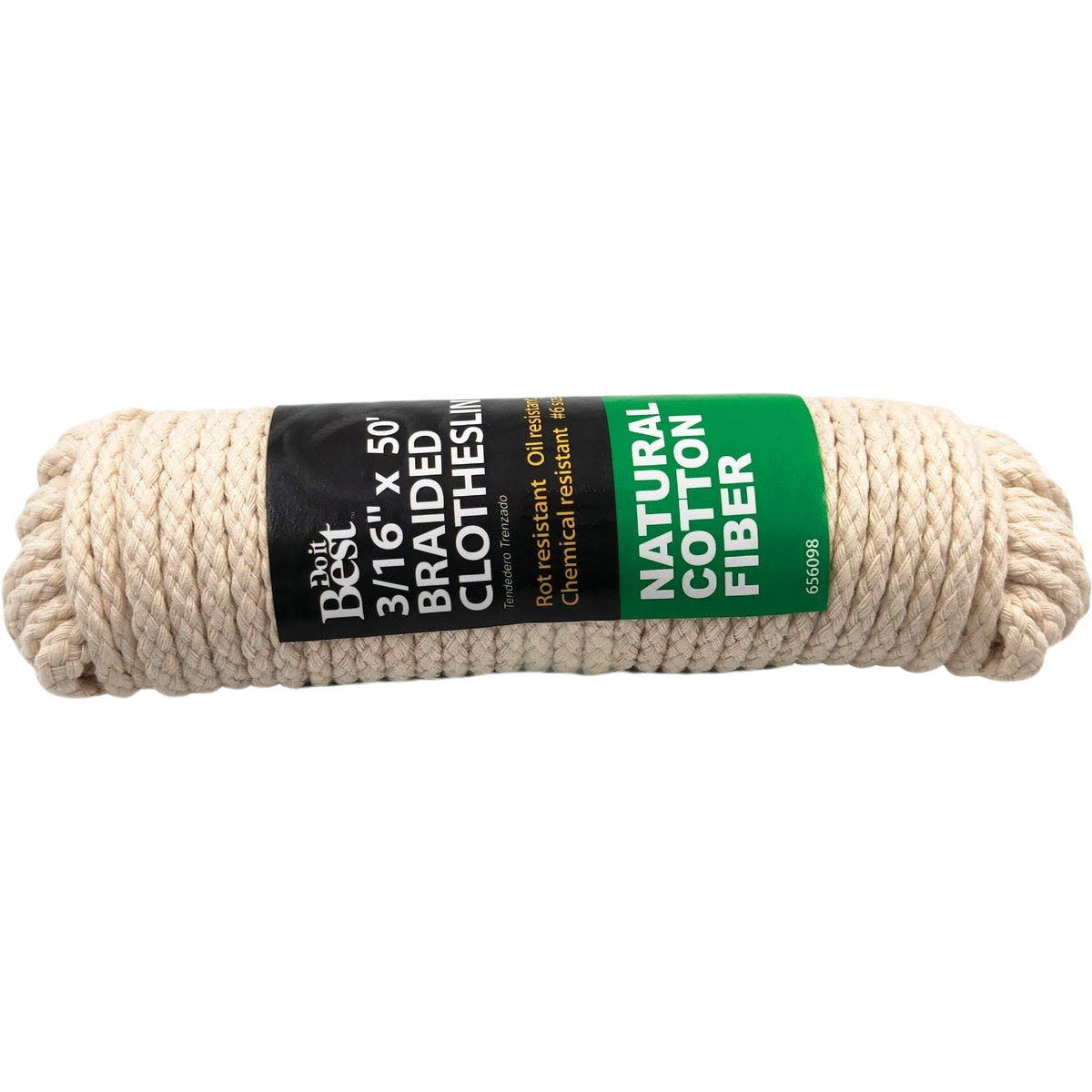 Natural cotton fiber braided clothesline rope with 21 lb load capacity for home improvement and utility use