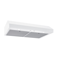 White under-cabinet range hood with dual filters and two-speed blower for kitchen ventilation in appliances collection