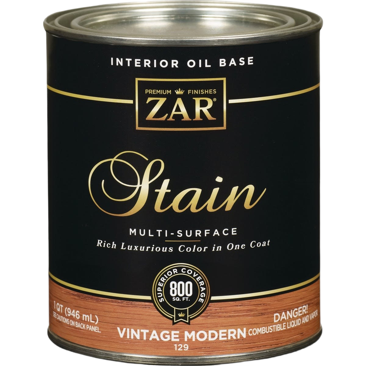Can of ZAR interior oil-based vintage modern wood stain for multi-surface use in home improvement projects