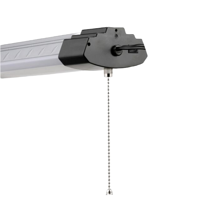 Integrated LED shop light with pull chain switch for bright utility and workspace lighting in electrical and home improvement collections