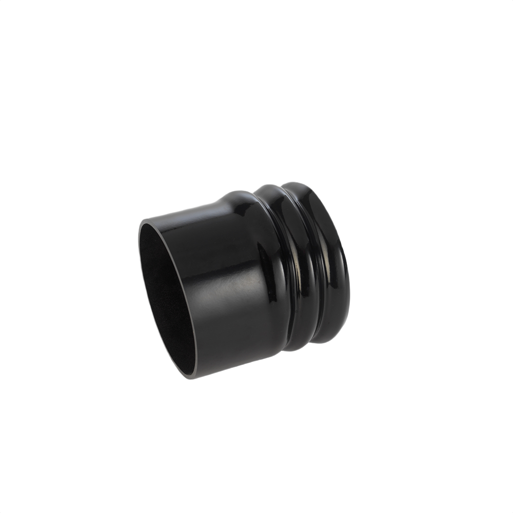 Black smooth plastic hose cuff designed for easy fitting on dust extractor equipment in home improvement projects