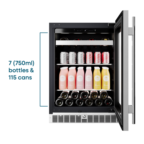 Cellara by Element 24 in., 7 Bottle and 115 Can Single Zone Wine and Beverage Cooler - EBS24BES