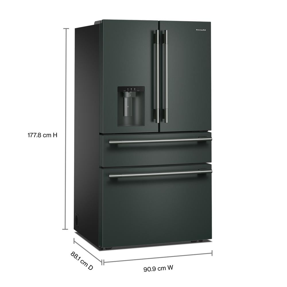 29 Cu. Ft. 36-Inch 4-Door French Door Refrigerator with Exterior Ice and Water Dispenser in Juniper