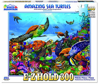 Colorful sea turtles and tropical fish in vibrant ocean scene puzzle for kids and adults in toys and games collection