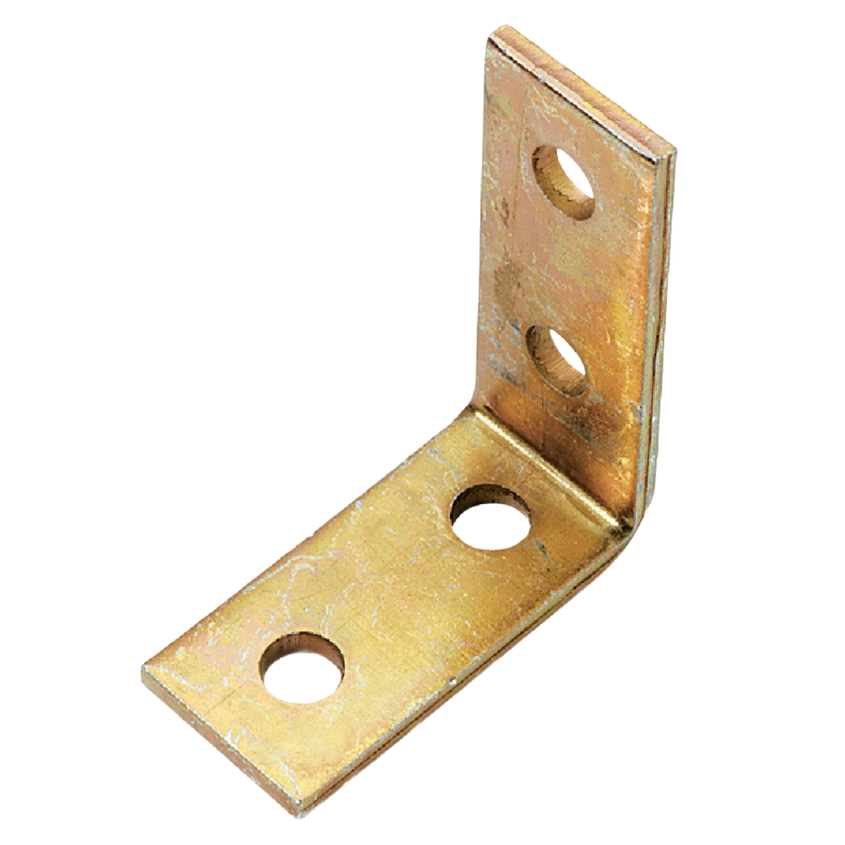 Steel right-angle bracket with pre-drilled holes for mounting in tools and home improvement projects