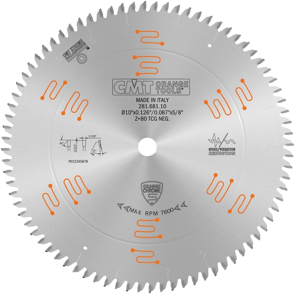 CMT Orange Tools 10" 80T Double-Sided Laminate & Melamine Saw Blade