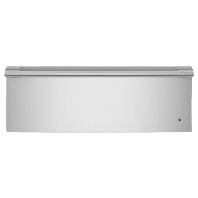 Stainless steel warming drawer with handle in appliances and kitchenware collections for home improvement.