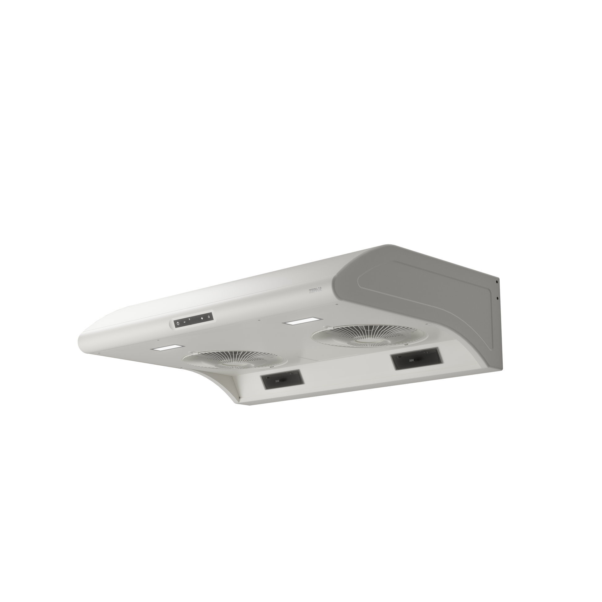 Matte white under cabinet range hood with tri-level LED lights and quiet 850 CFM blowers from Kitchen & Kitchenware collection