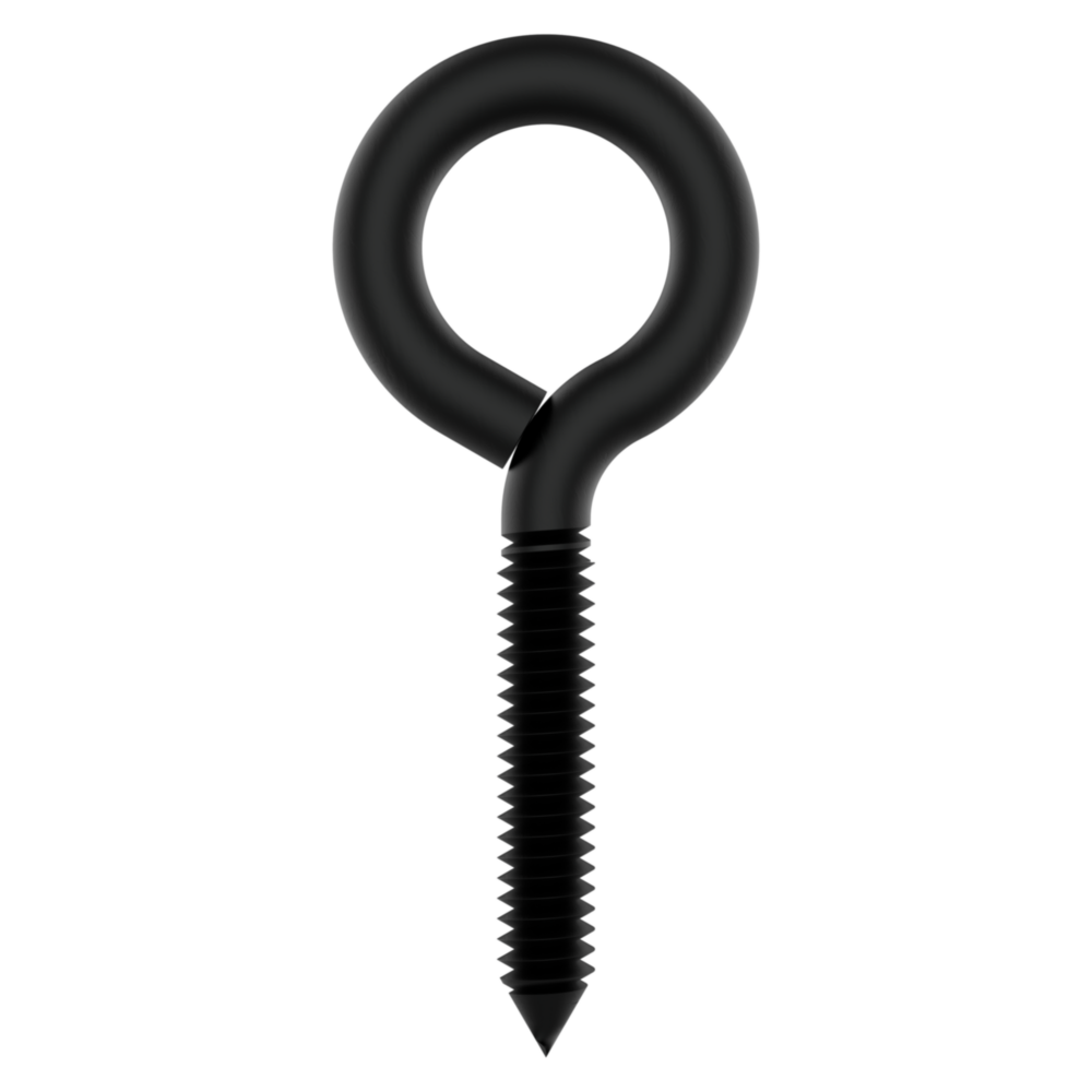 Black screw eye with threaded shaft for secure fastening in hooks & eyes and fasteners under $50 hardware collection